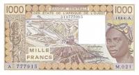 p107Ai from West African States: 1000 Francs from 1989